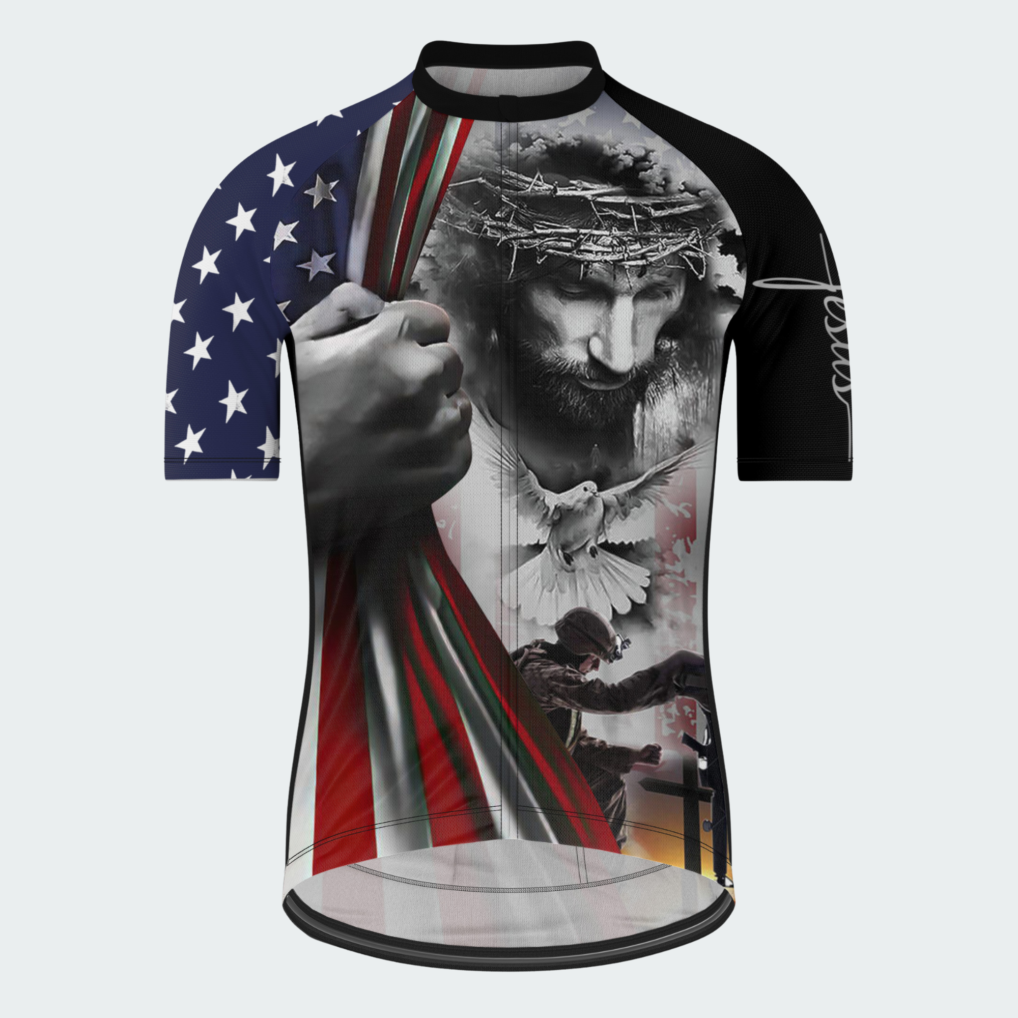 Men’s Faith Over Fear Christian Patriotic Cycling Jersey