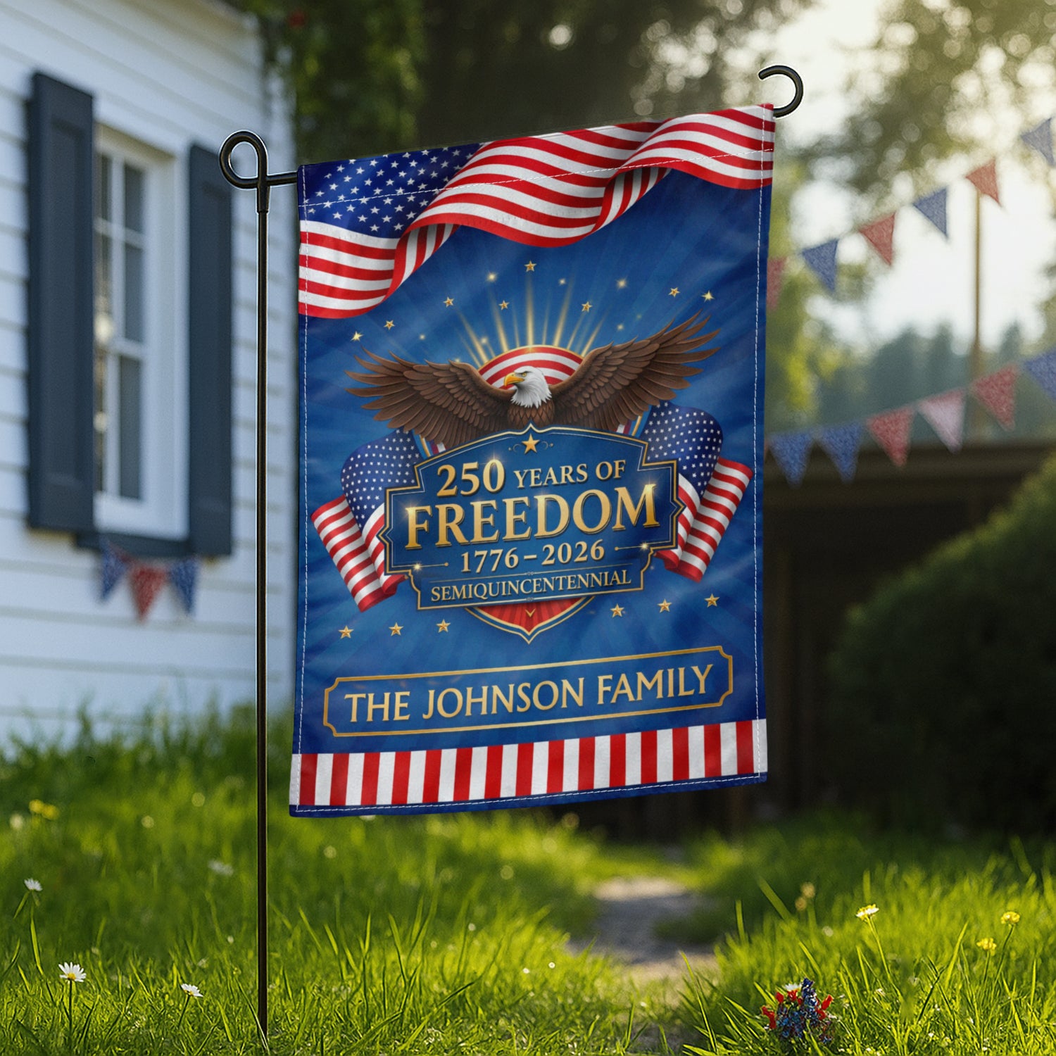 Personalized USA 250 Garden Flag Eagle Freedom 1776-2026