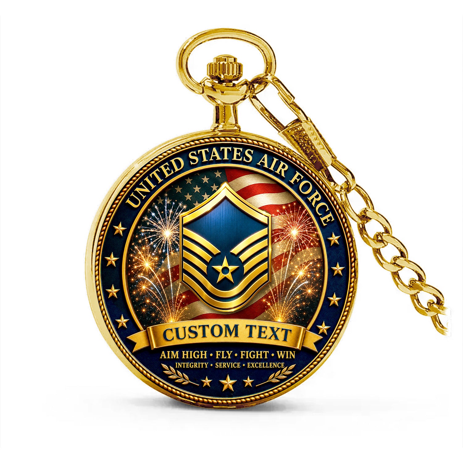 Personalized US Air Force Pocket Watch Veteran Memorial Gift