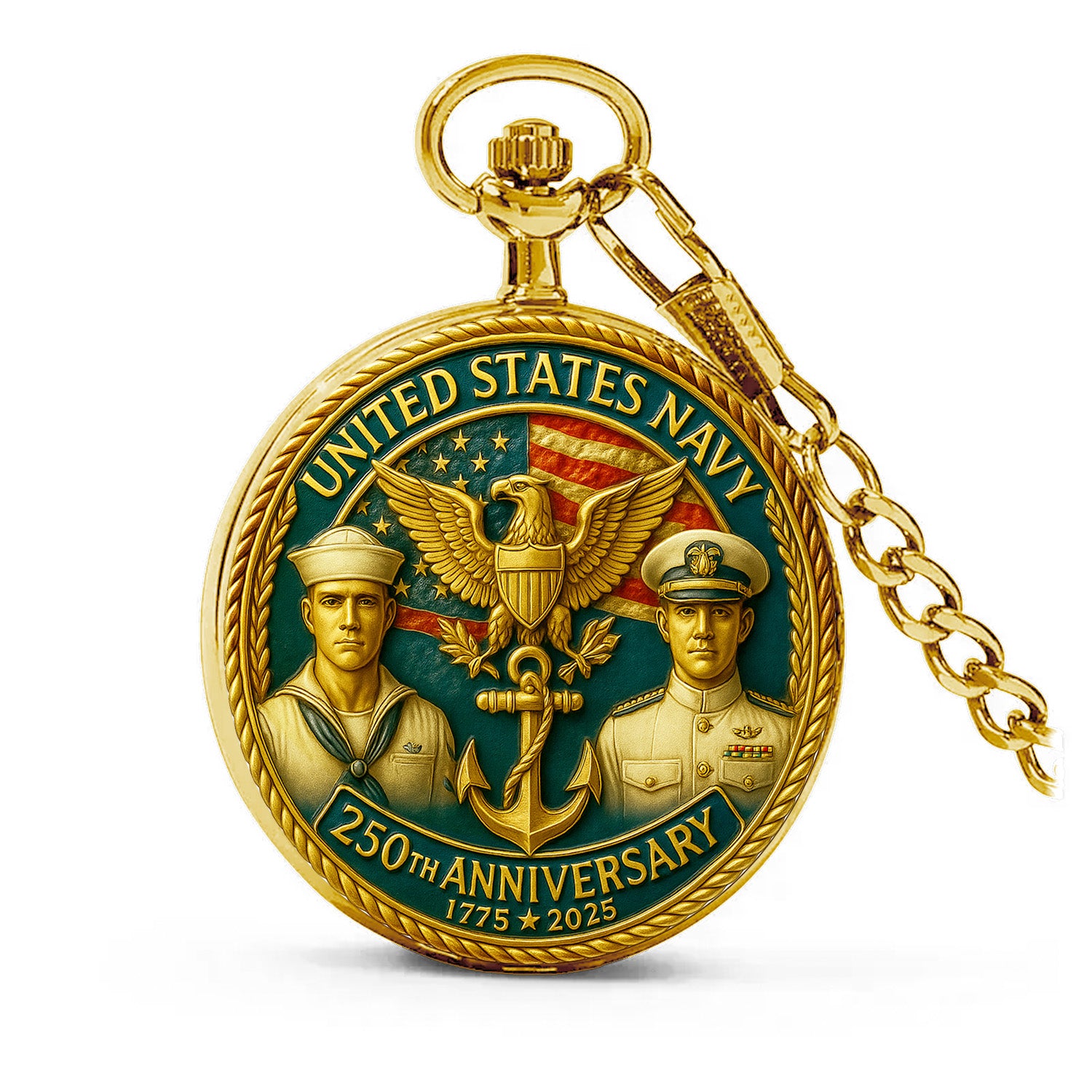 USMC 250th Anniversary Custom Text Pocket Watch Gift