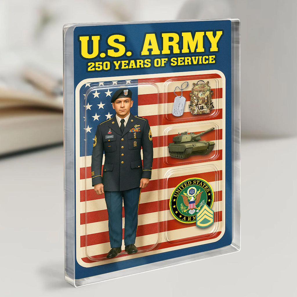 Personalized US Army 250th Years Of Service Custom Figure Acrylic Block