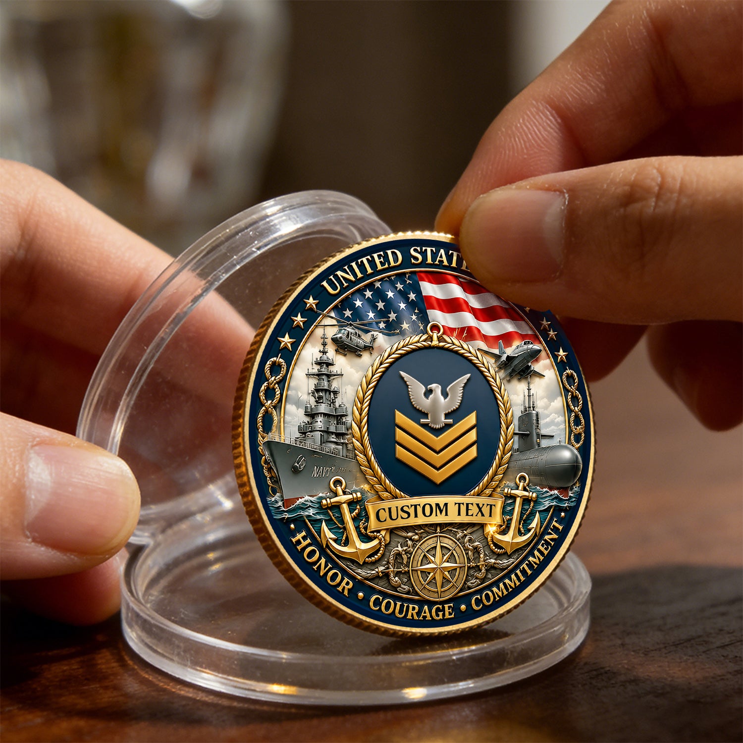 Personalized U.S. Navy 250th Anniversary Challenge Coin