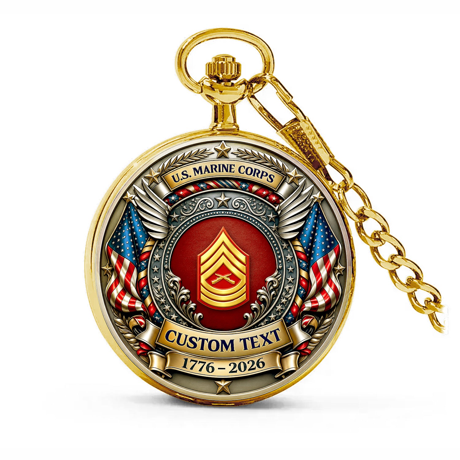 Personalized USMC Pocket Watch Military Collector Gift