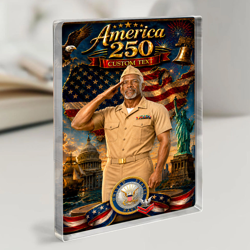 America 250th Custom Figure US Navy Service Uniforms Acrylic Block