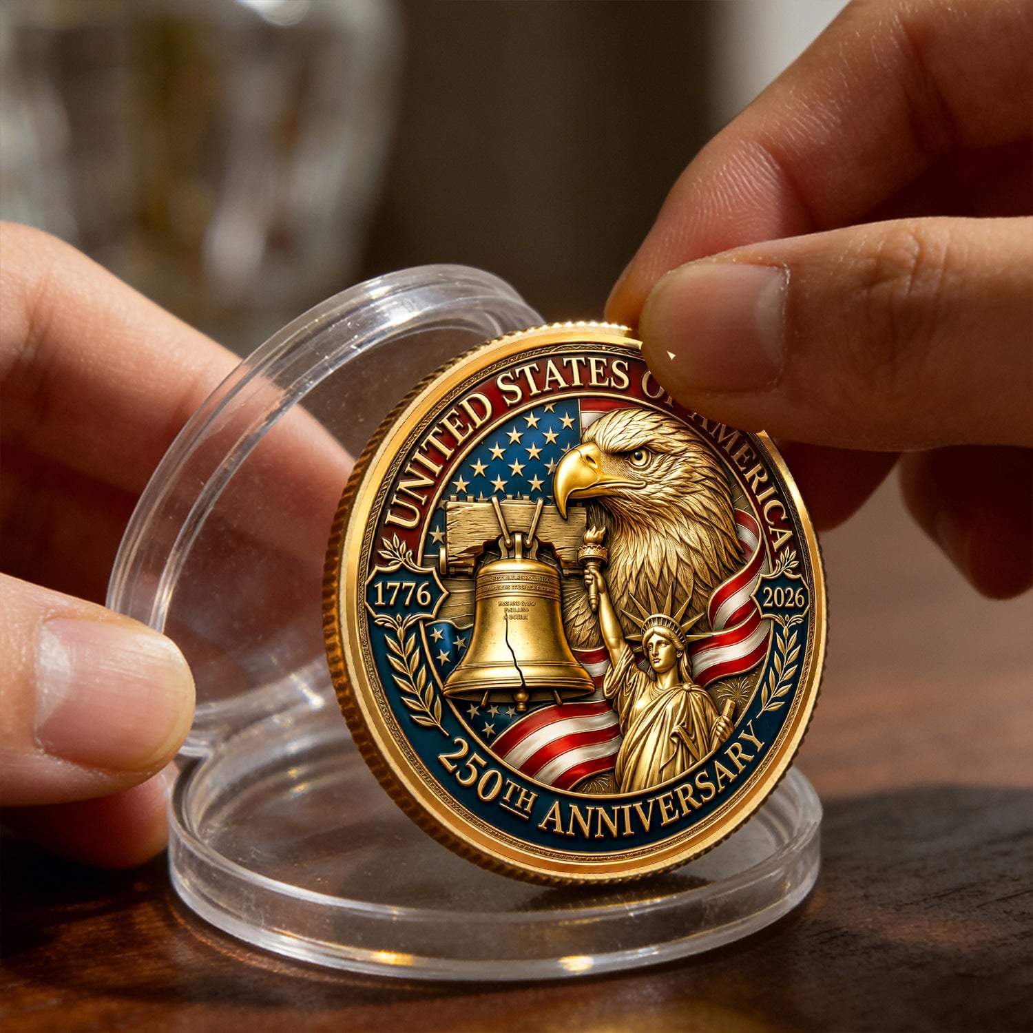 Custom USAF Rank Challenge Coin 1776-2026 Military Keepsake