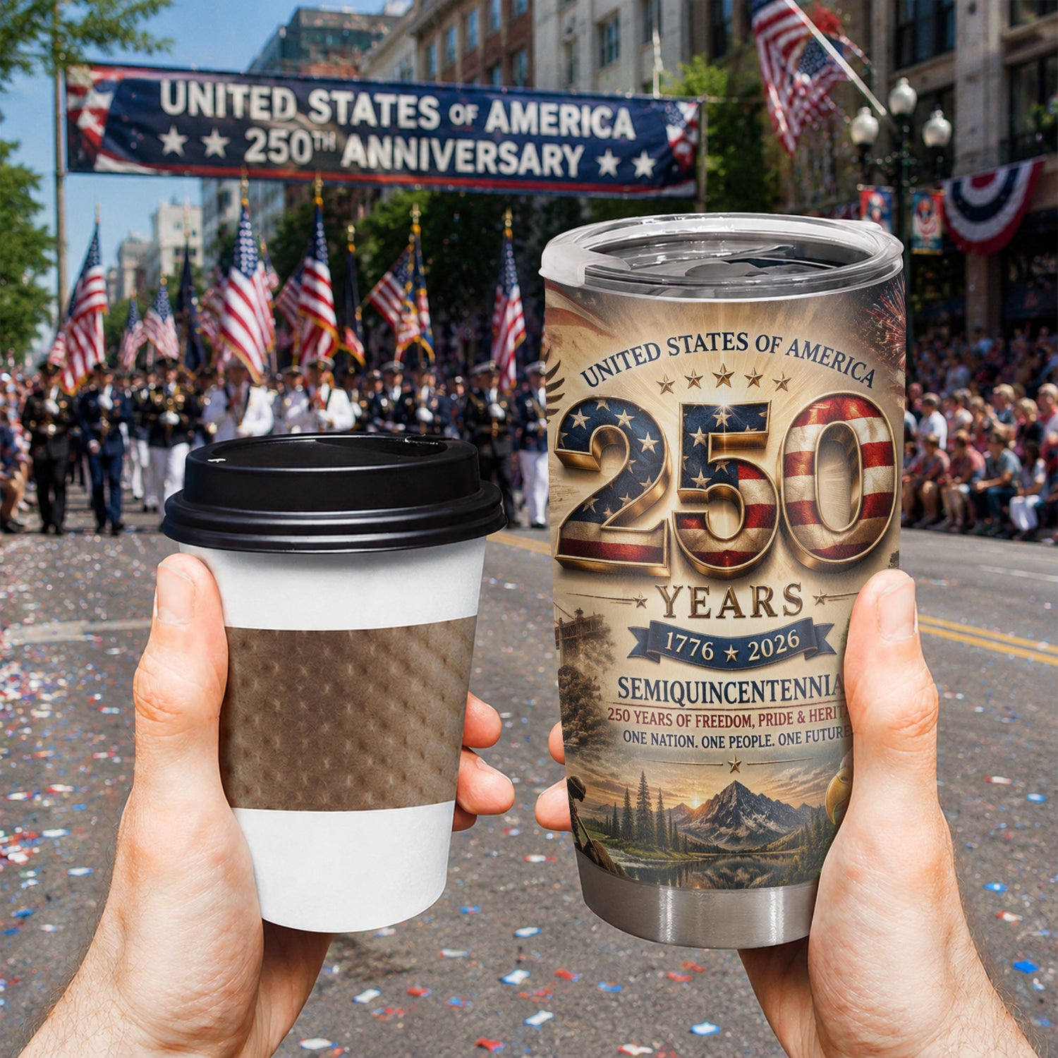 USA 250 Years Semiquincentennial 20oz Tumbler Patriotic Gift