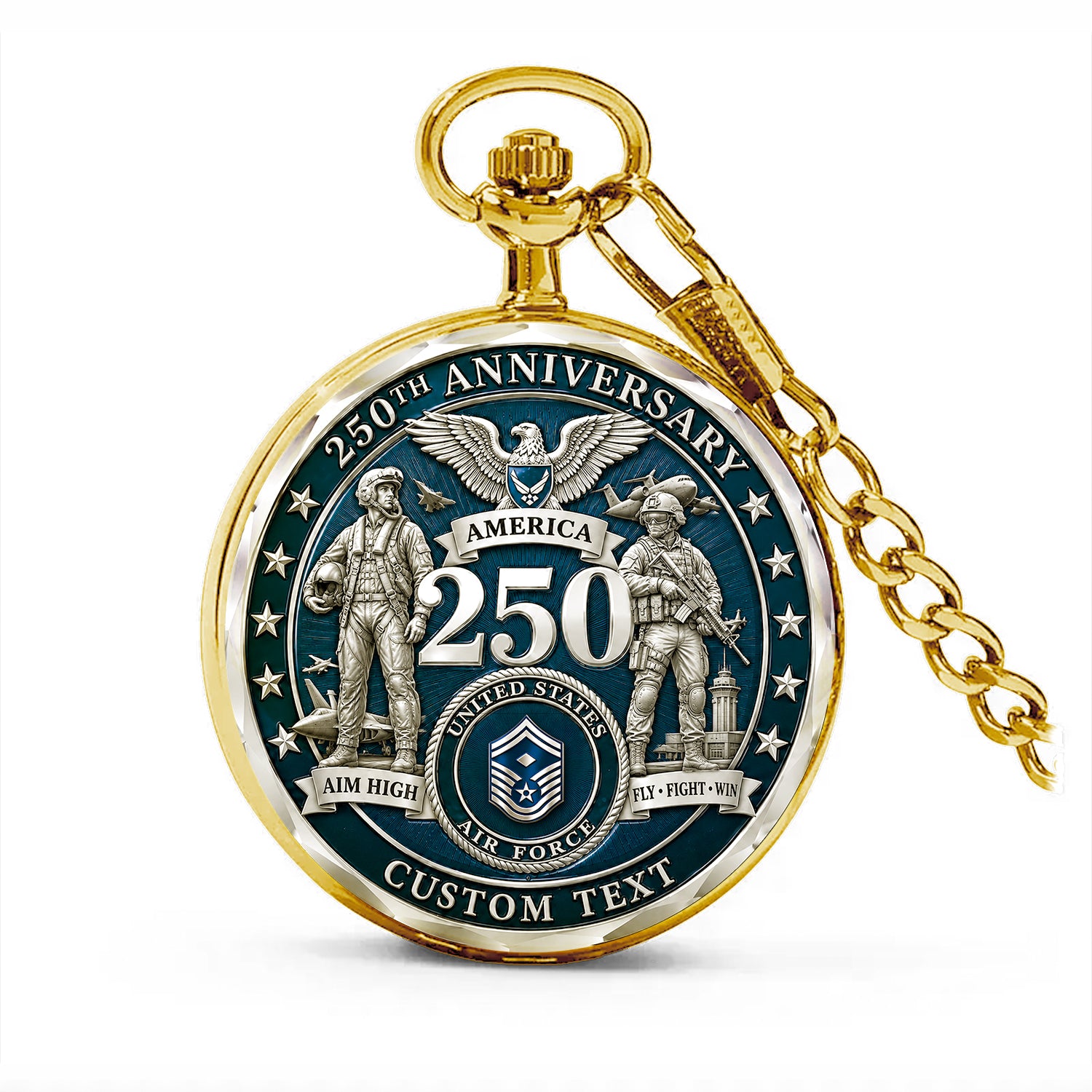 Personalized US Air Force Pocket Watch 250 Years of Service Gift