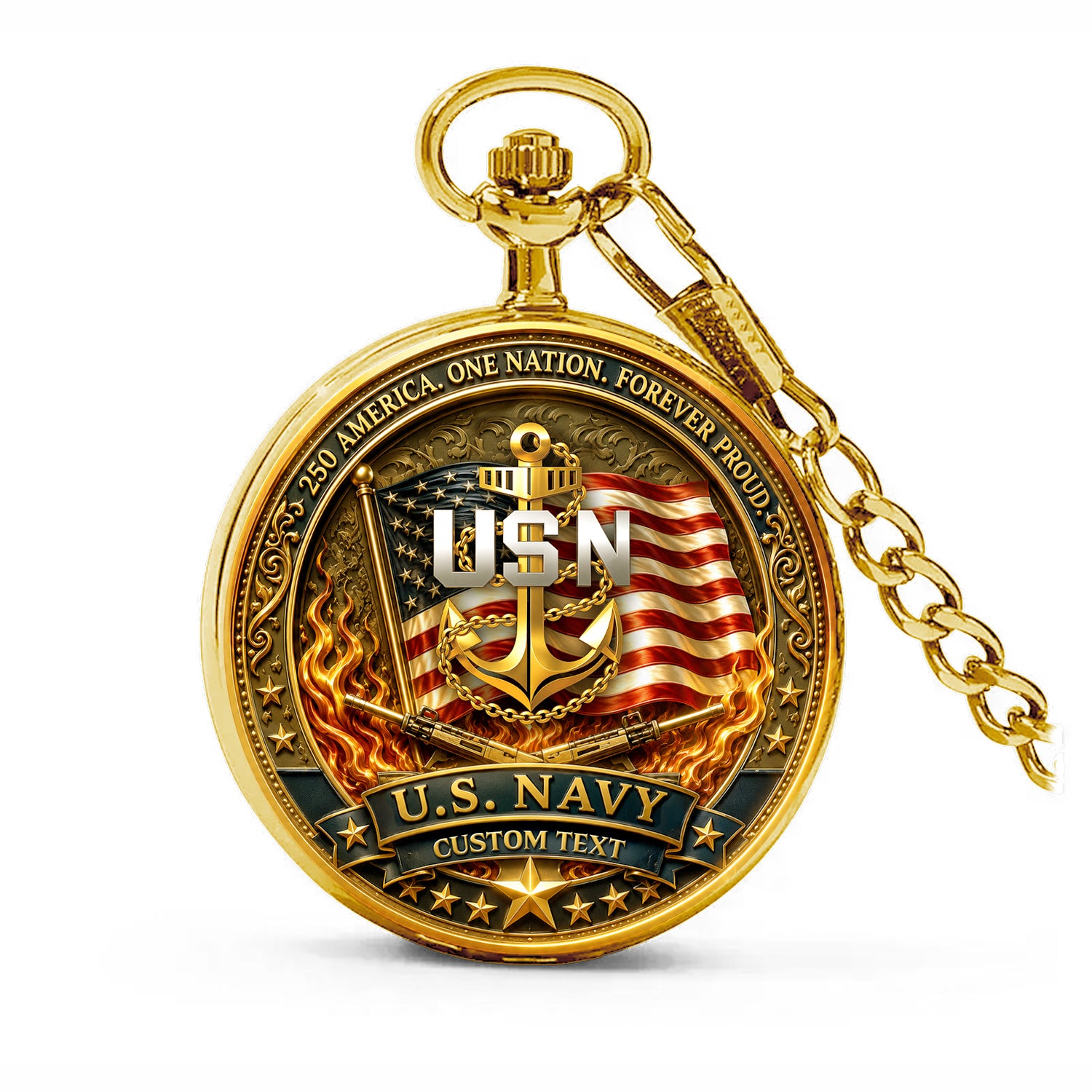US Navy Veteran Pocket Watch Personalized Service Recognition Gift