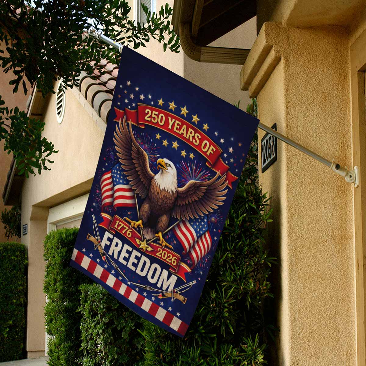 250 Years of Freedom House Flag Patriotic Eagle USA 1776-2026 Independence Banner
