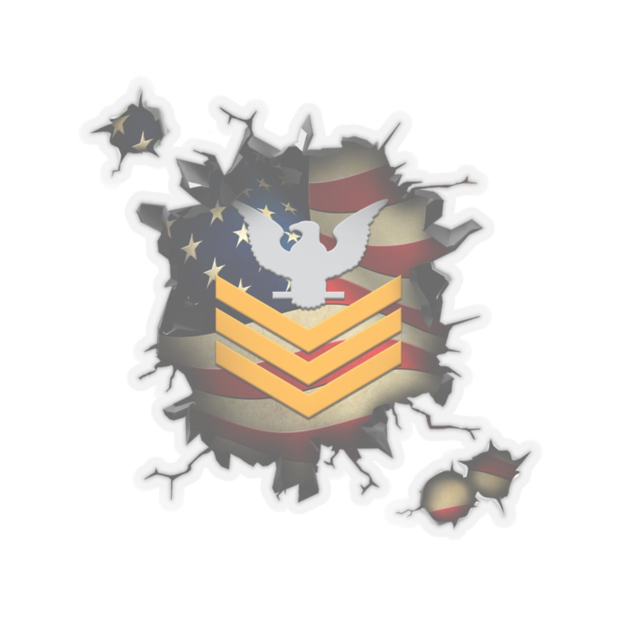 US Navy E-6 Petty Officer First Class E6 PO1 Gold Stripe Collar Device 3D Break Effect Stickers