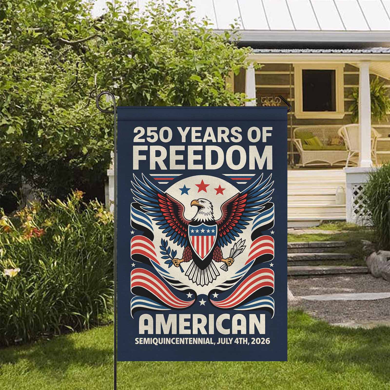 American 250 Years of Freedom Garden Flag July 4th 2026 Patriotic Decor