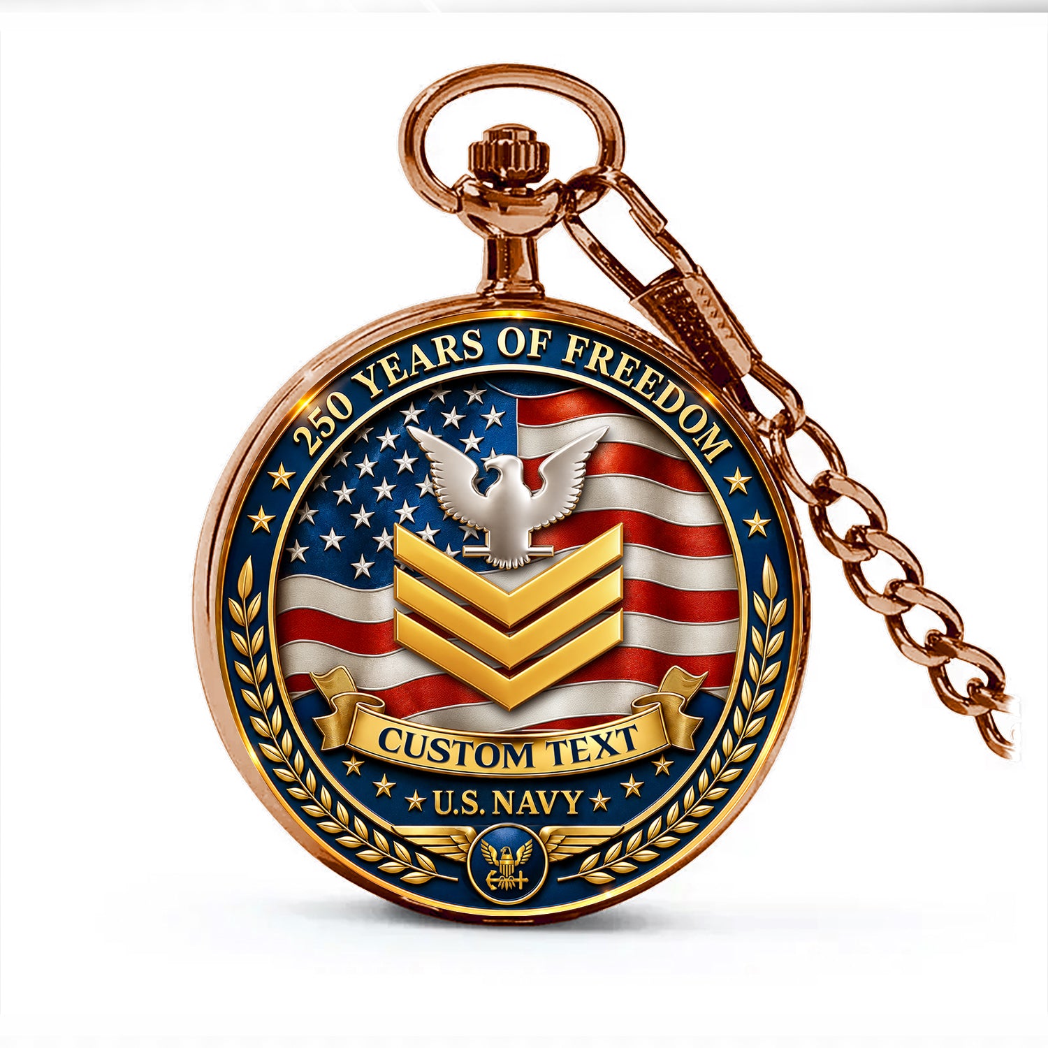 Personalized US Navy Pocket Watch for Veteran and Sailor