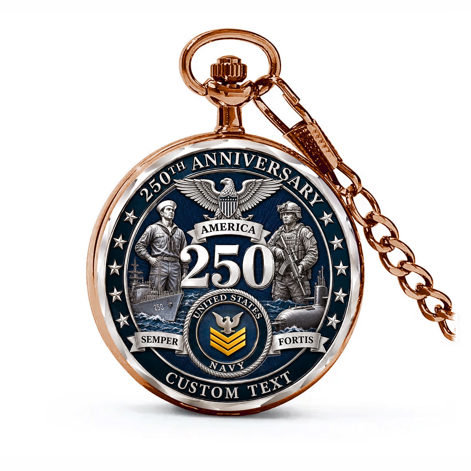 Custom Name US Navy Pocket Watch Personalized Military Gift
