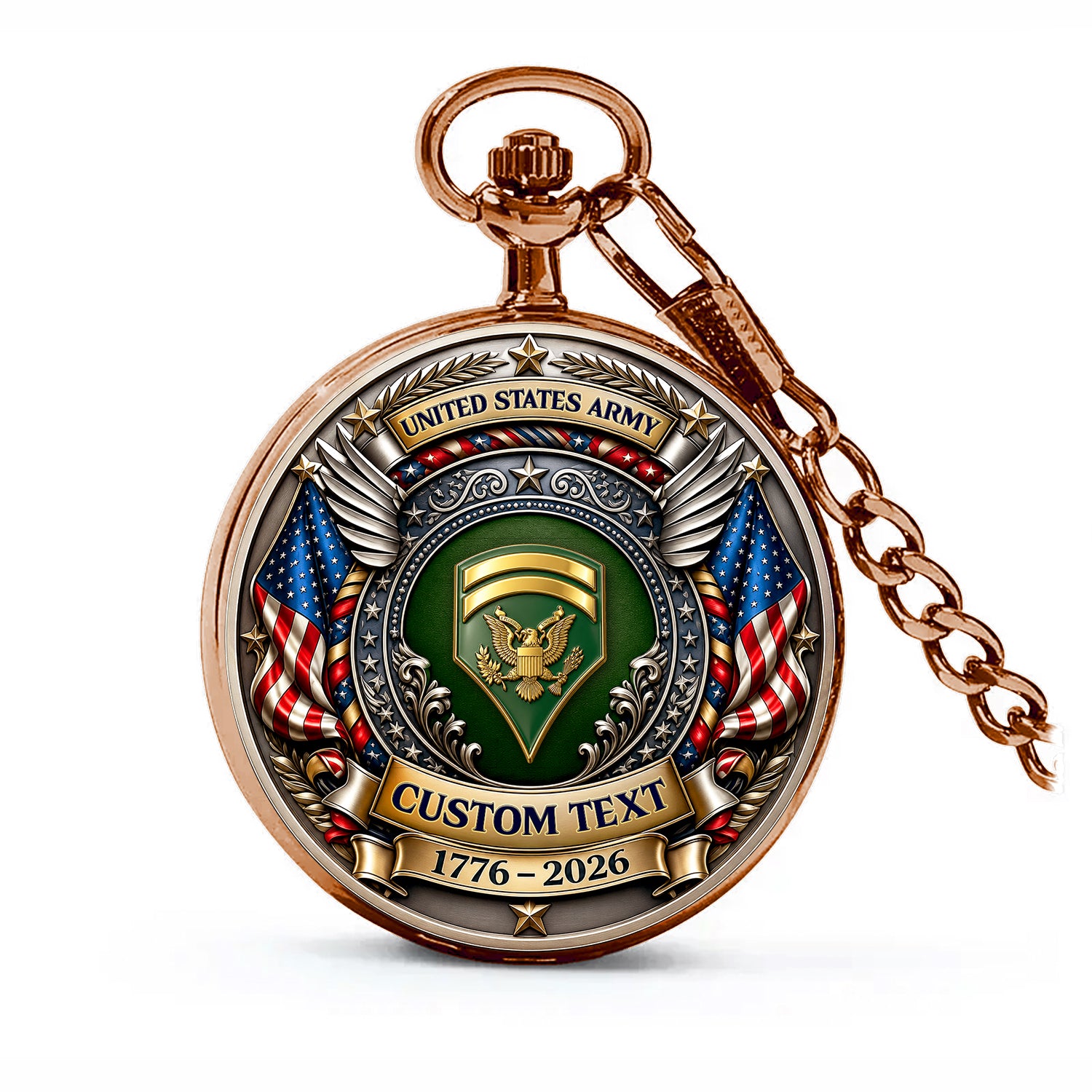 Custom Army Pocket Watch 250th Anniversary Veteran Gift