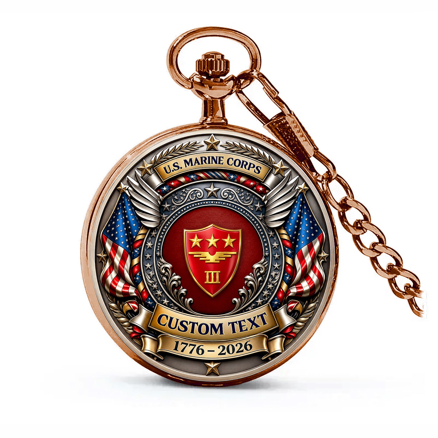 Personalized USMC Pocket Watch Military Collector Gift