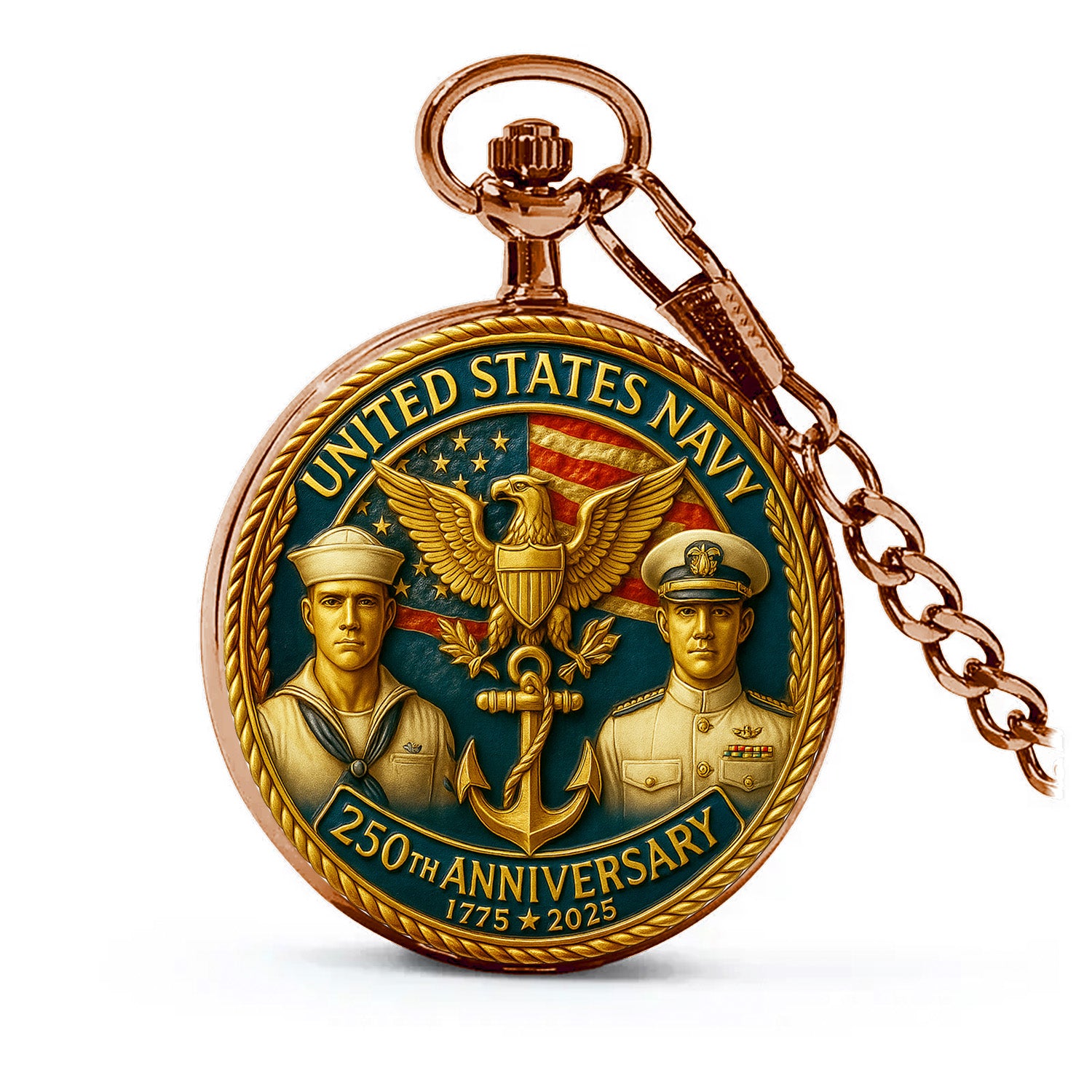 USMC 250th Anniversary Custom Text Pocket Watch Gift