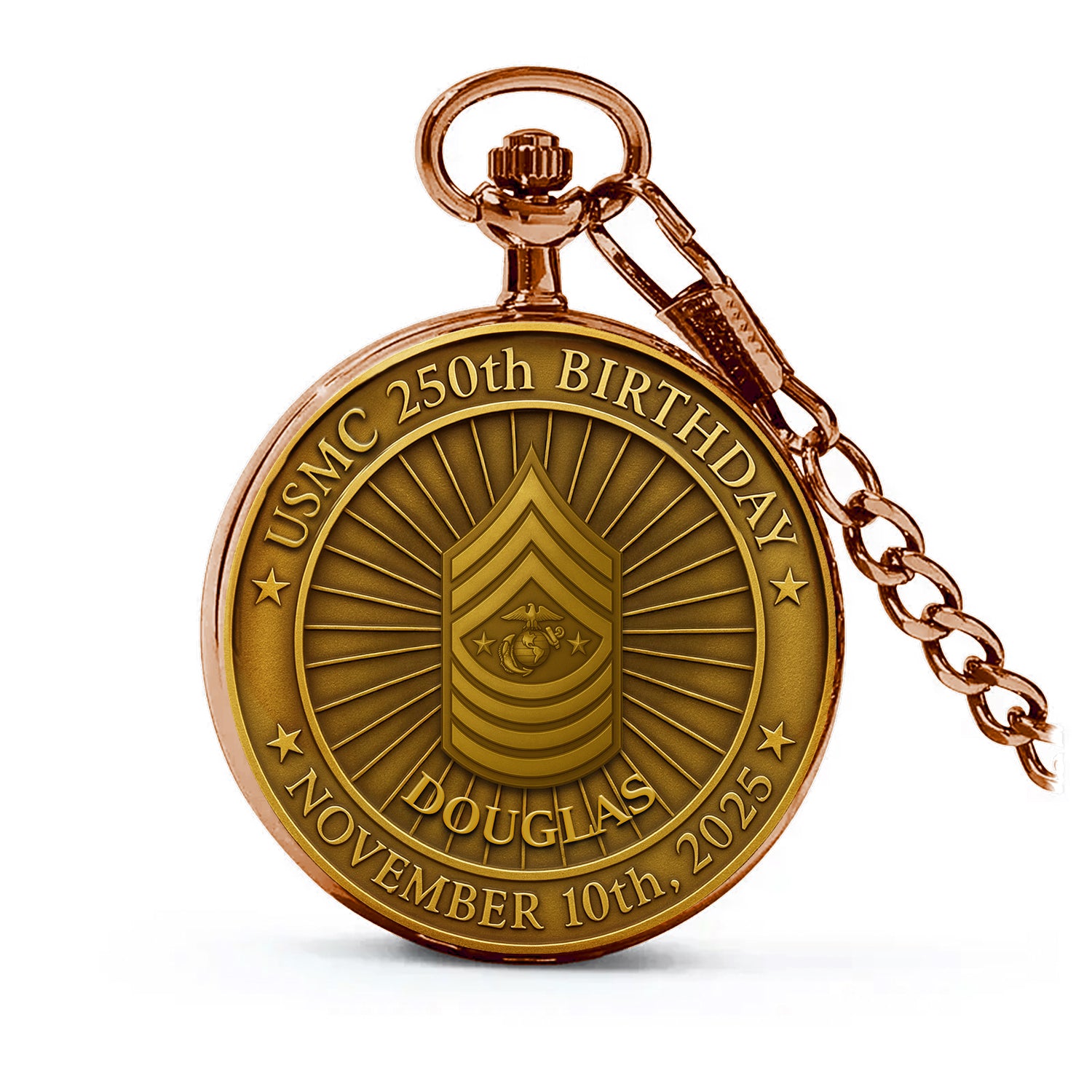 Personalized MARlNE 250th Birthday - Custom 3D Effect Printed Pocket Watch
