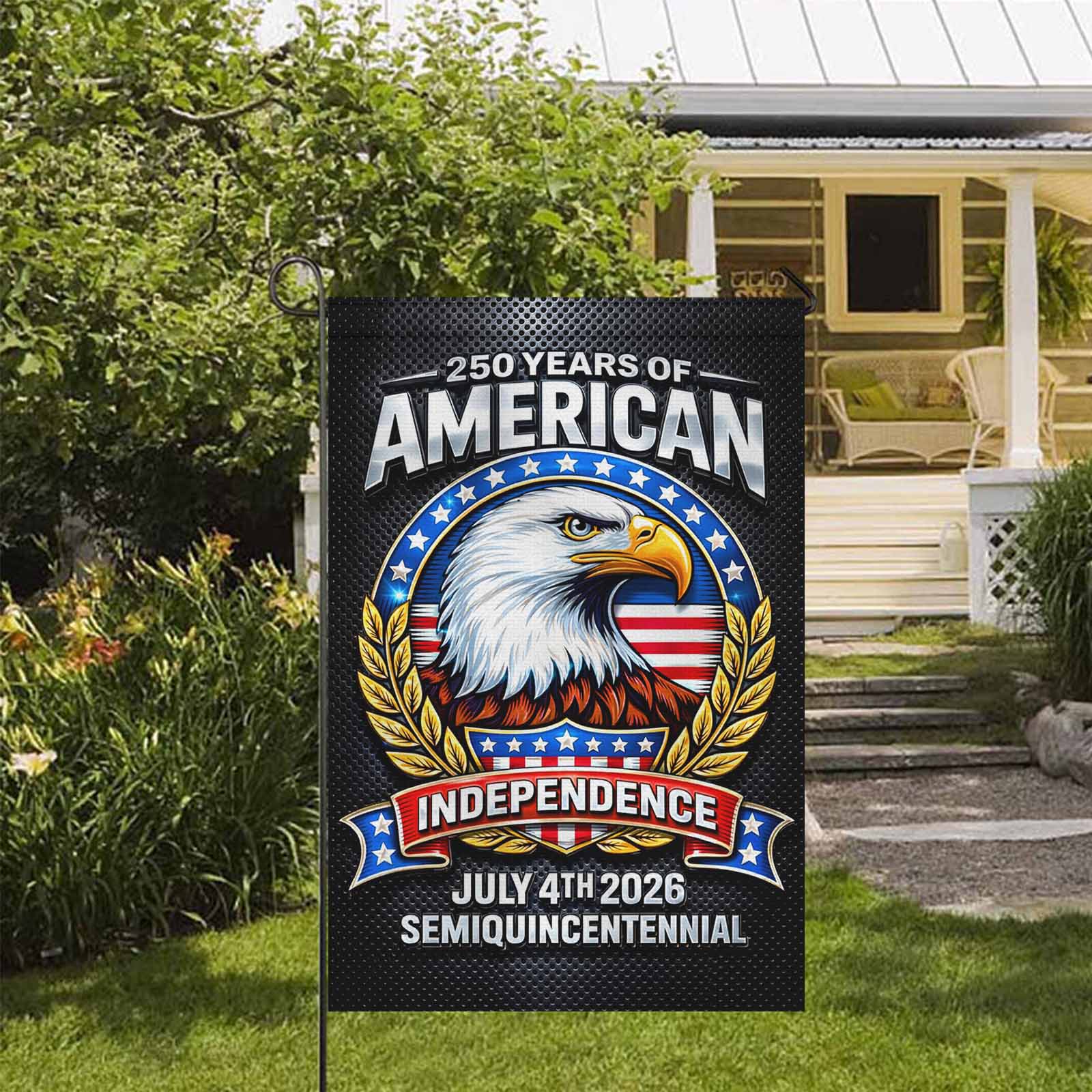 America 250 Garden Flag Patriotic Eagle Independence July 4th 2026 USA Decor
