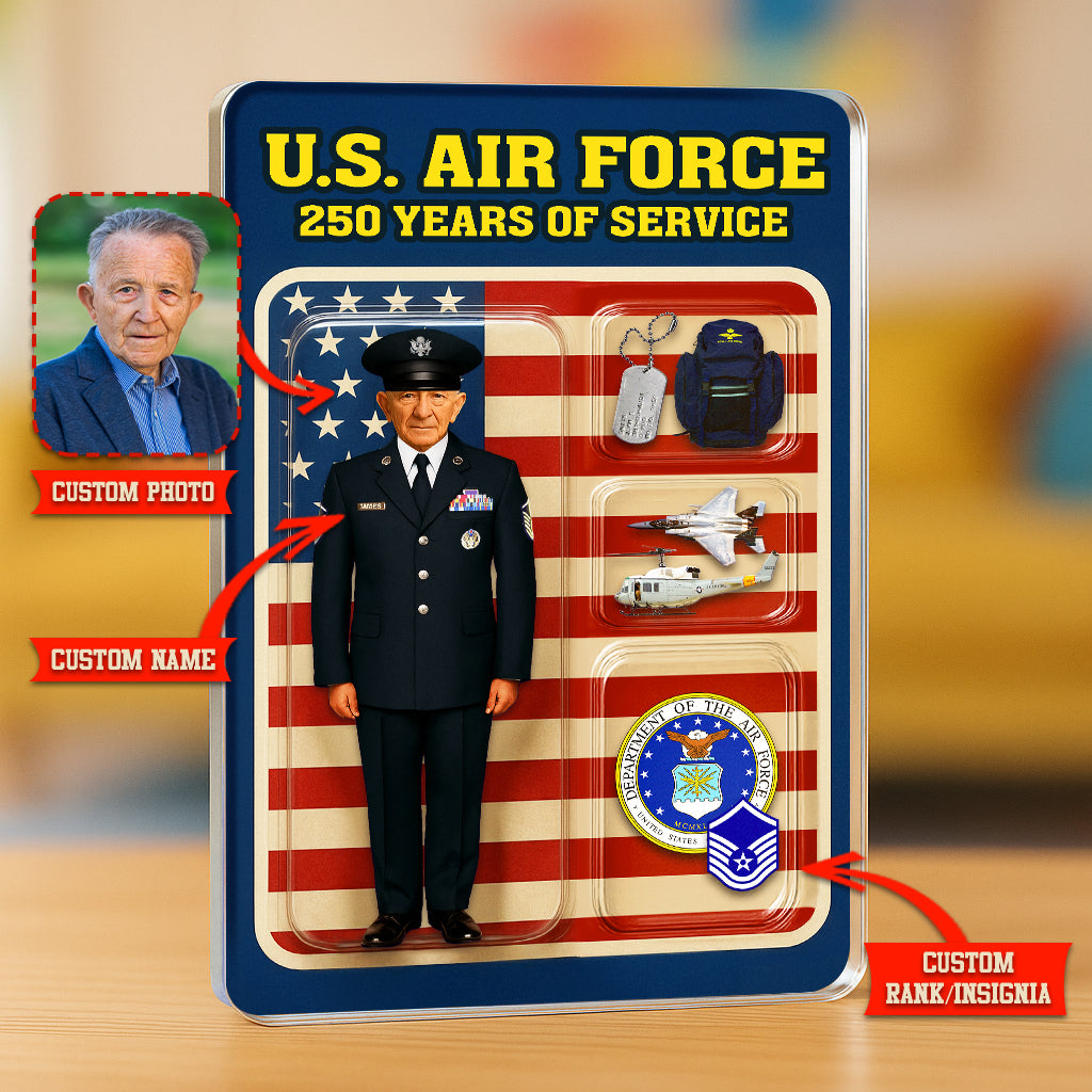 Personalized US Air Force 250th Years Of Service Custom Figure Acrylic Block