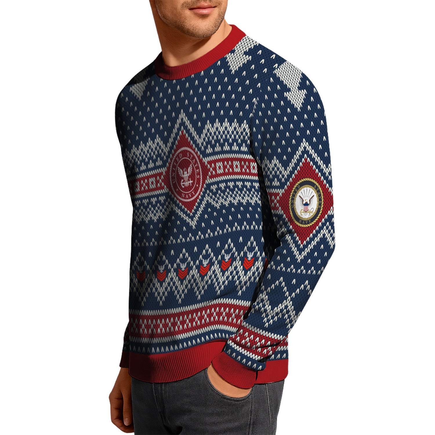 Personalized US Navy Christmas Ugly Sweater TUST09