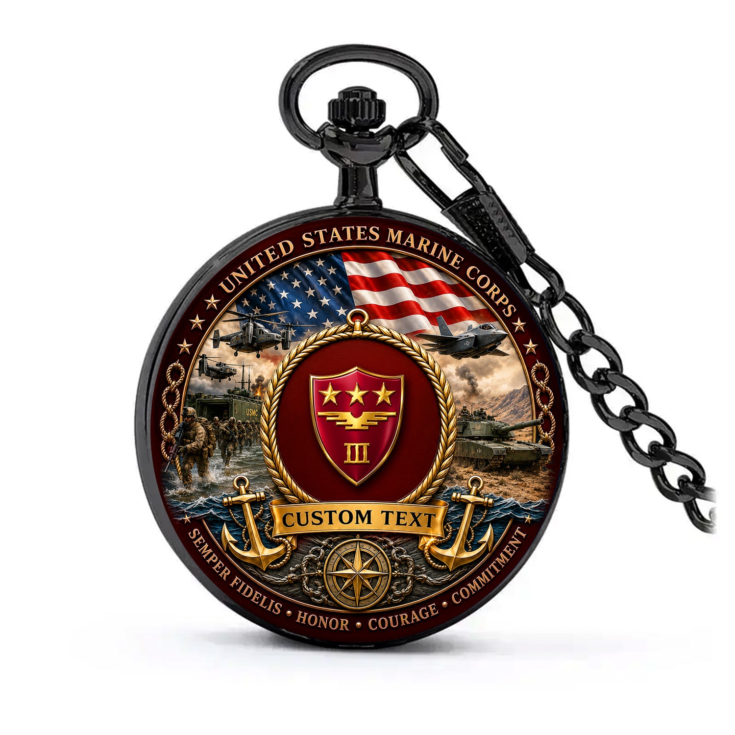 Marine Corps Veteran Personalized Pocket Watch Gift