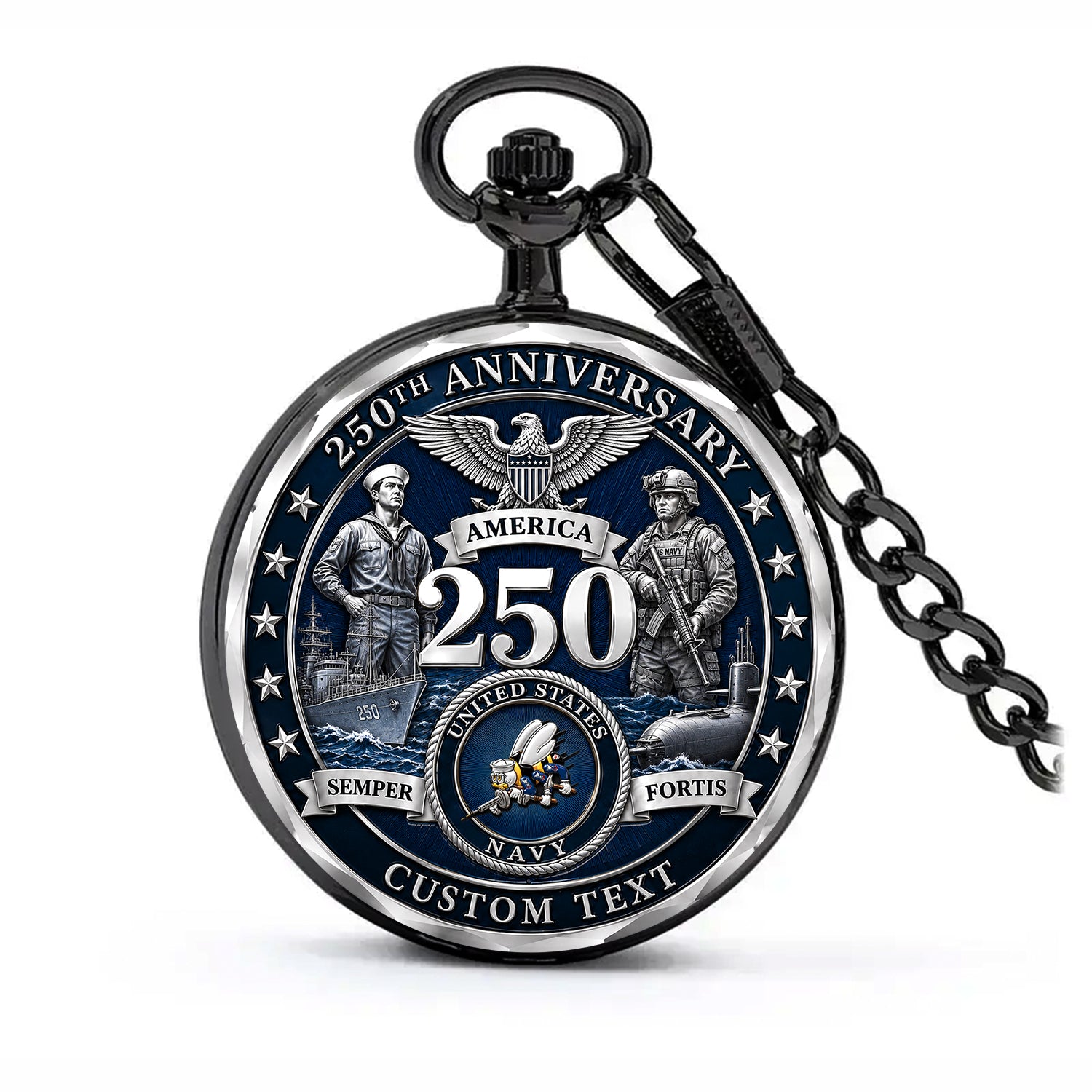 Custom Name US Navy Pocket Watch Personalized Military Gift