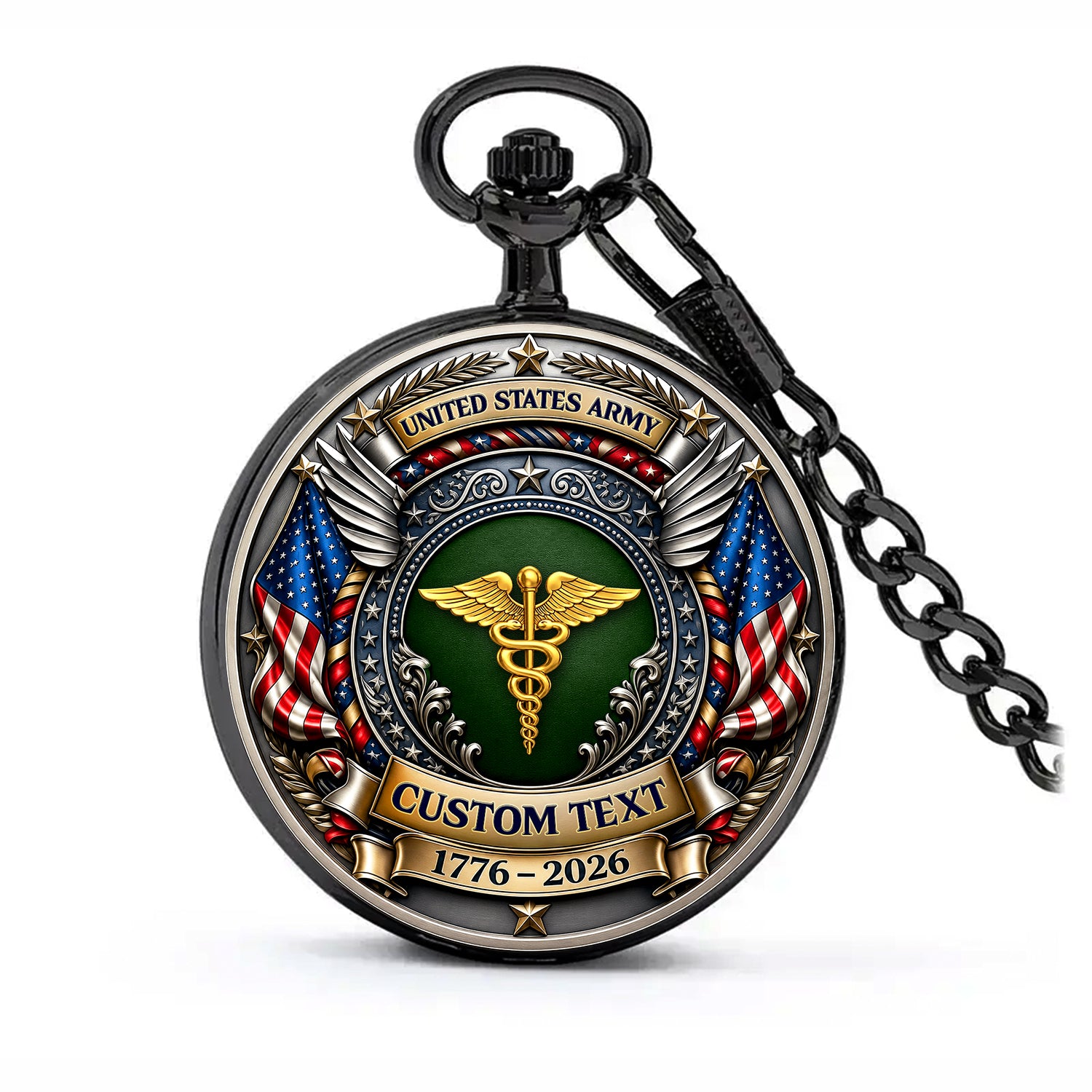 Custom Army Pocket Watch 250th Anniversary Veteran Gift