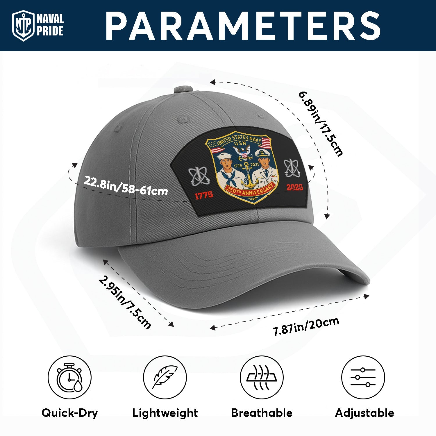 Custom Ranks US Navy Premium Washed Denim Cap DC014