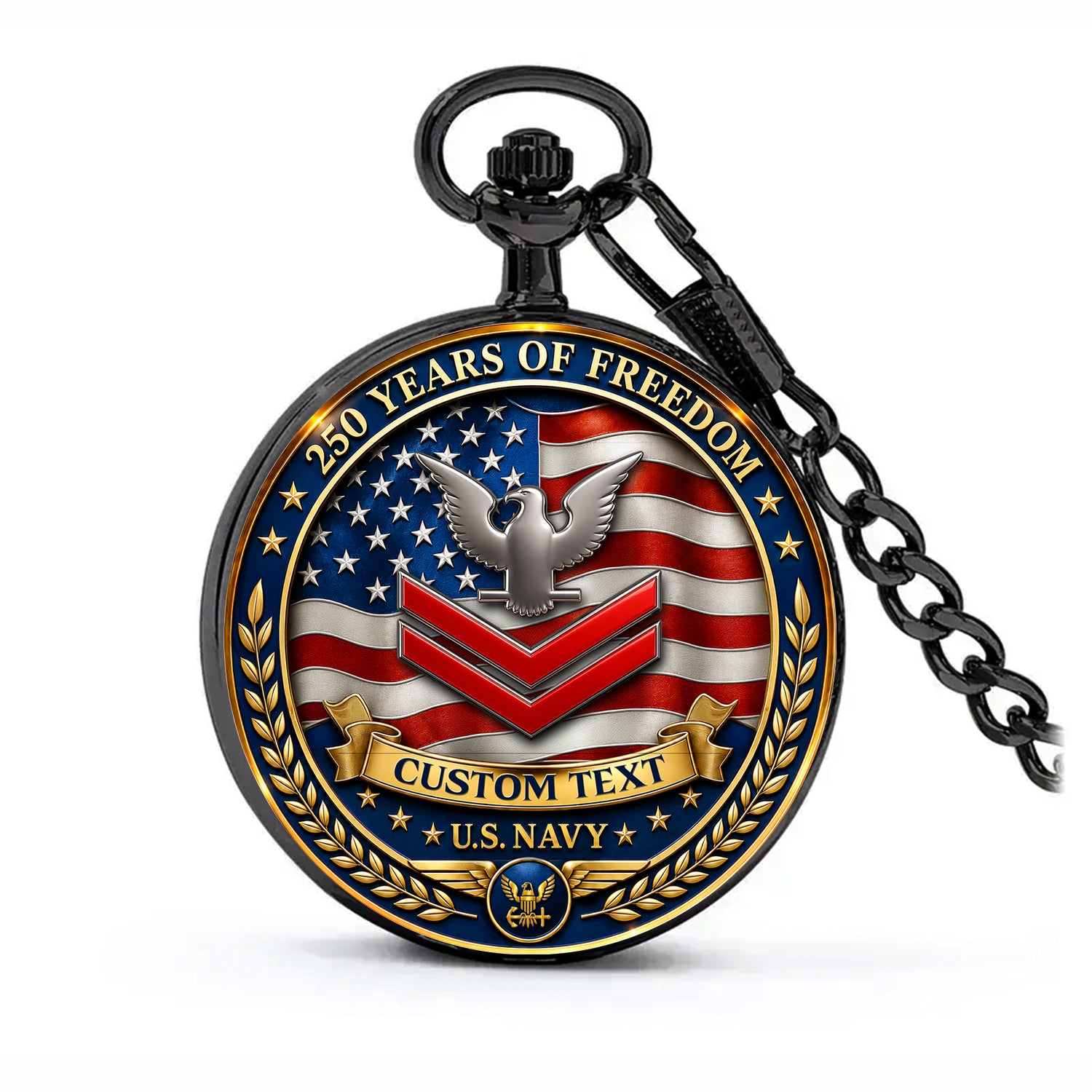 Personalized US Navy Pocket Watch for Veteran and Sailor