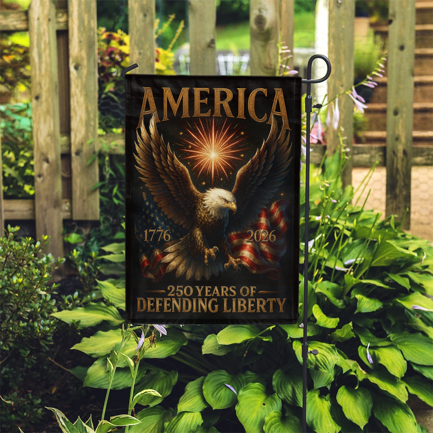America 250 Years Of Defending Liberty Garden Flag 12''x18'' Twin-Side Printing