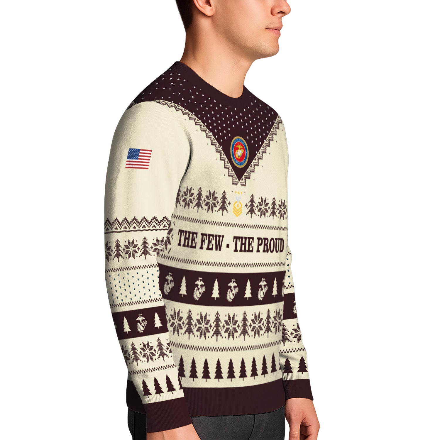 Custom Ranks USMC Ugly Christmas Sweater for Women Men TUST05