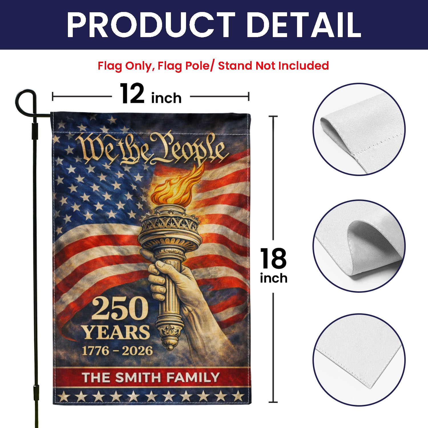 Personalized America 250 Garden Flag We The People 1776-2026