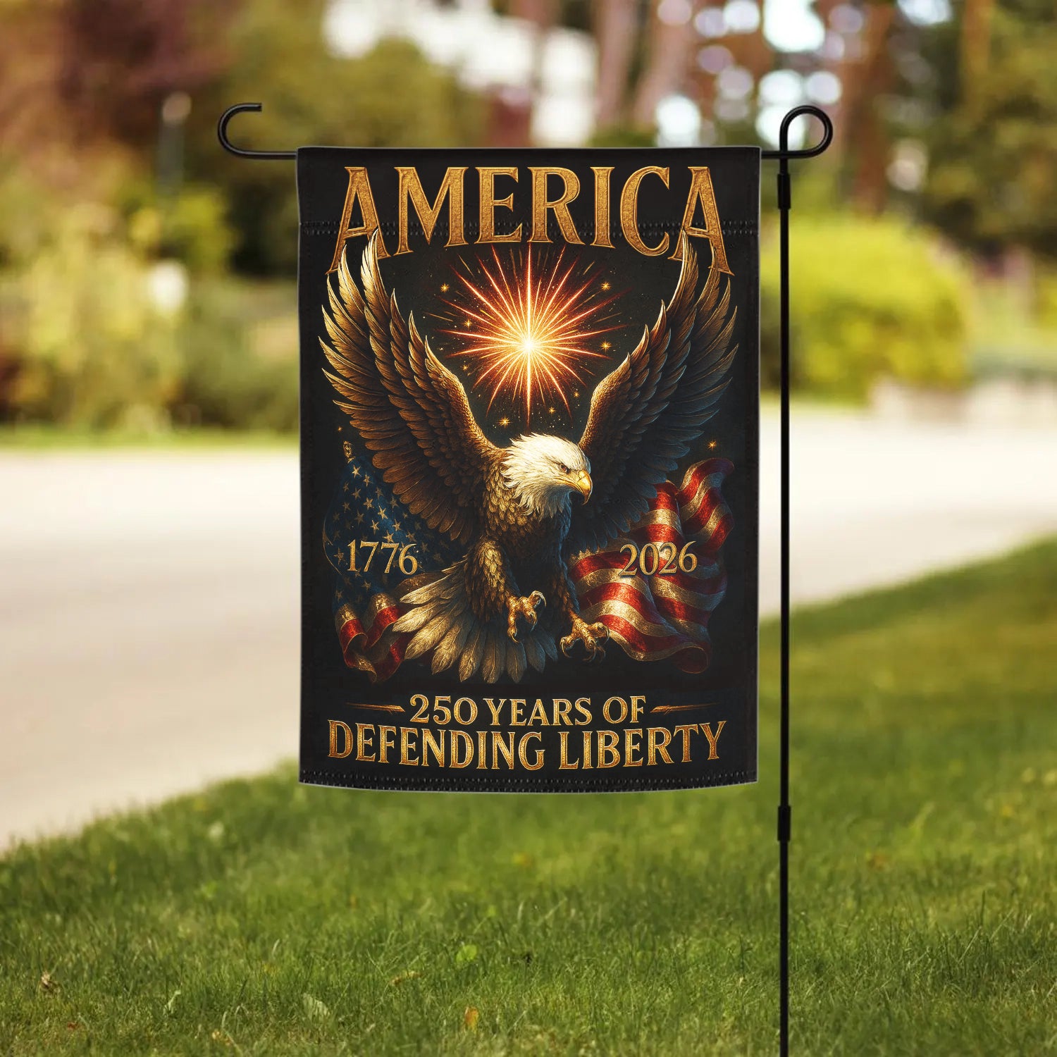 America 250 Years Of Defending Liberty Garden Flag 12''x18'' Twin-Side Printing