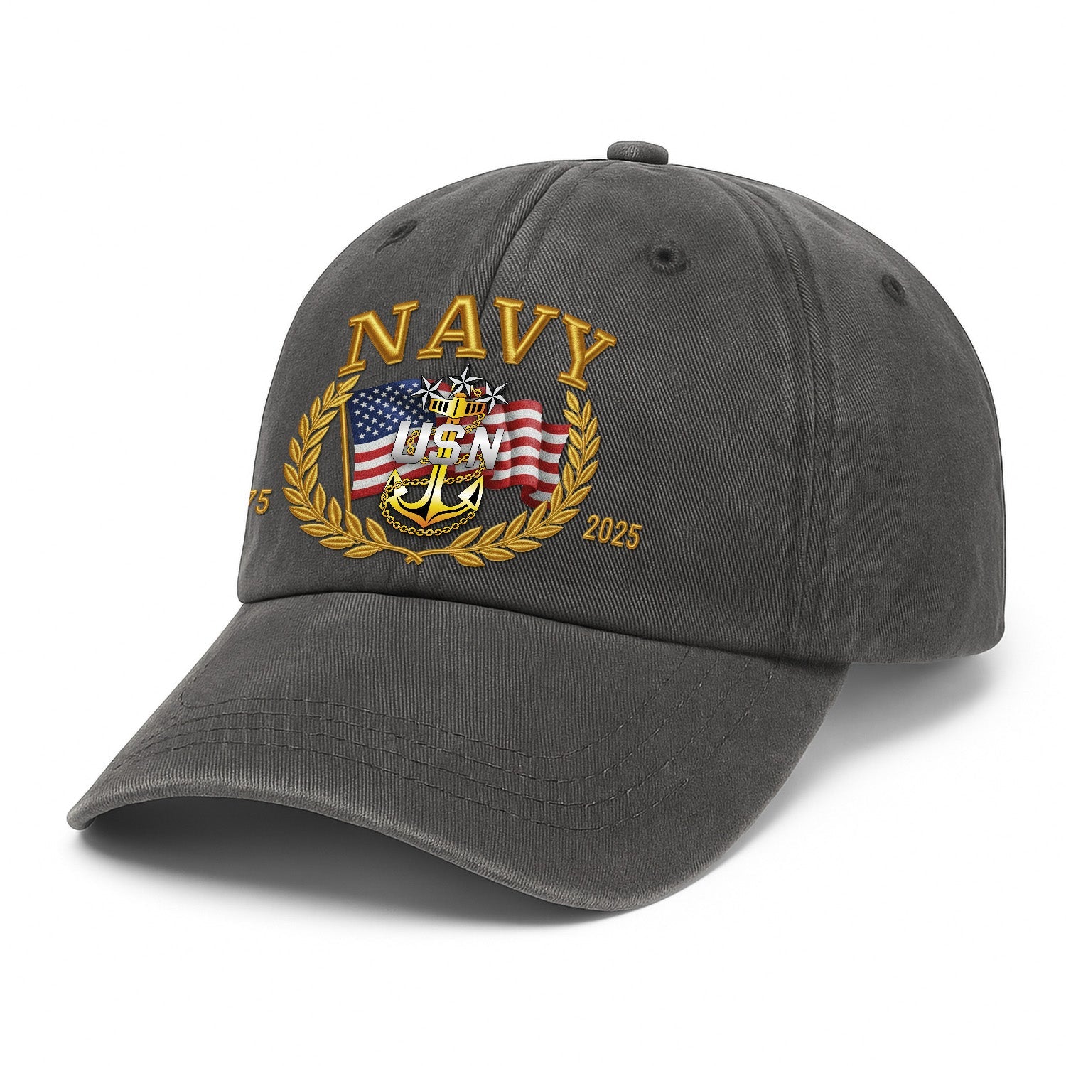 Custom Ranks US Navy Premium Washed Denim Cap DC028