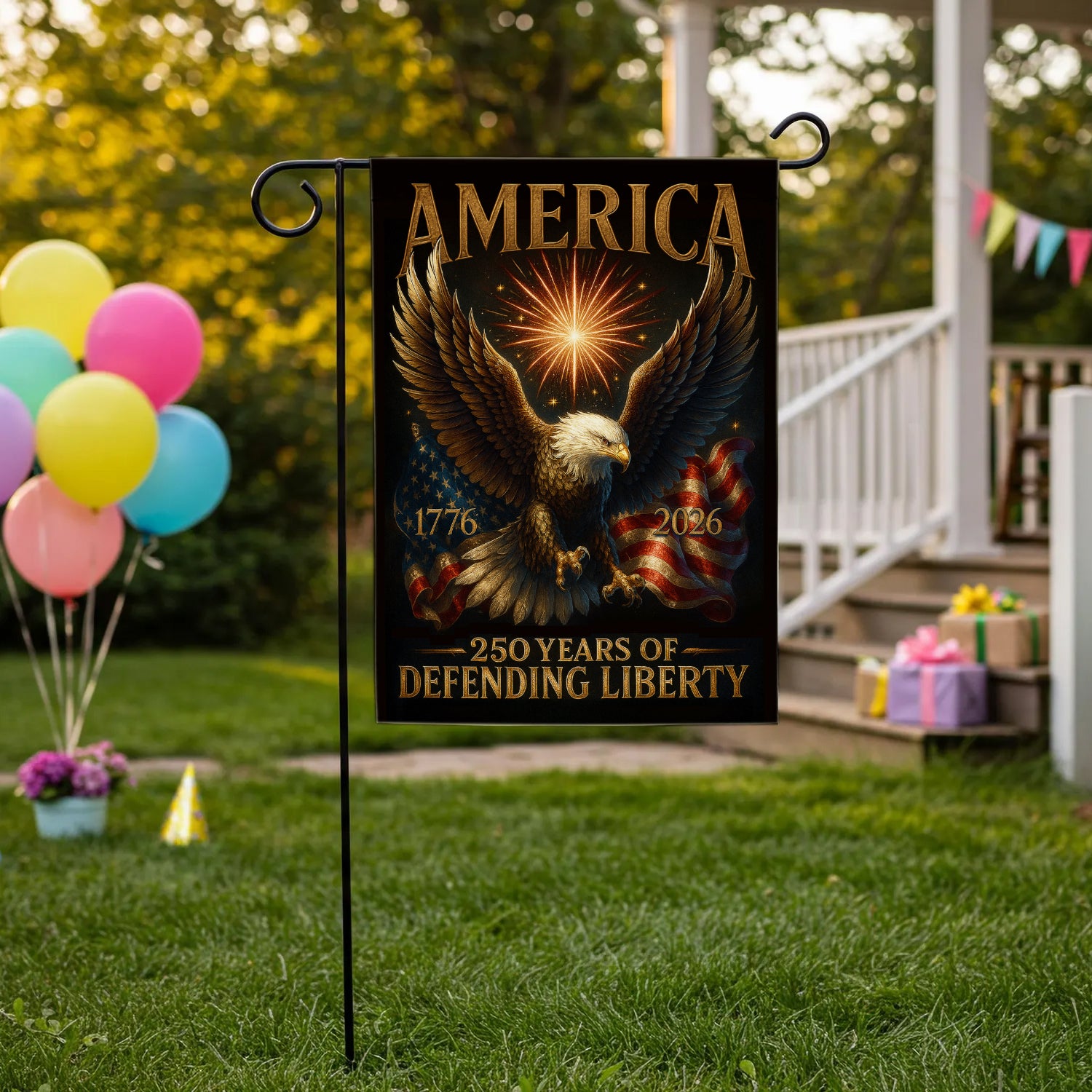 America 250 Years Of Defending Liberty Garden Flag 12''x18'' Twin-Side Printing