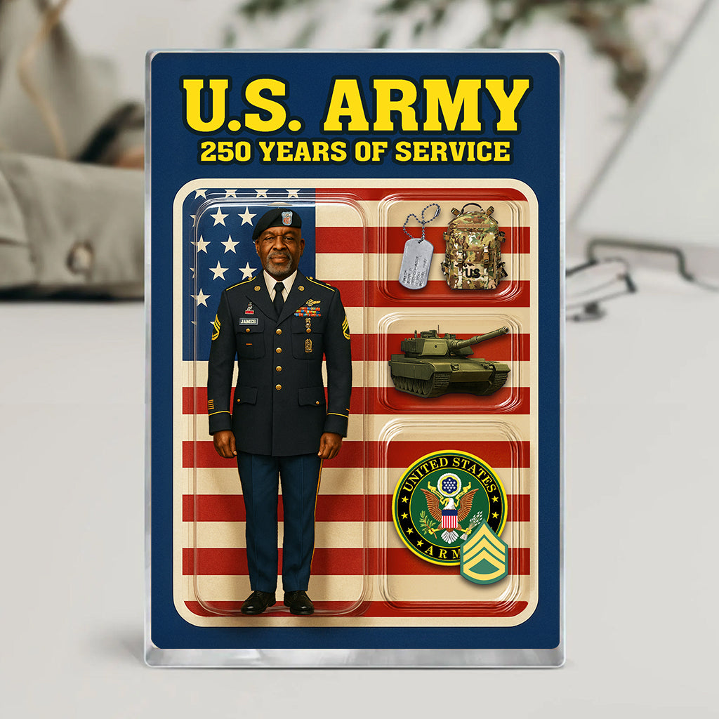 Personalized US Army 250th Years Of Service Custom Figure Acrylic Block