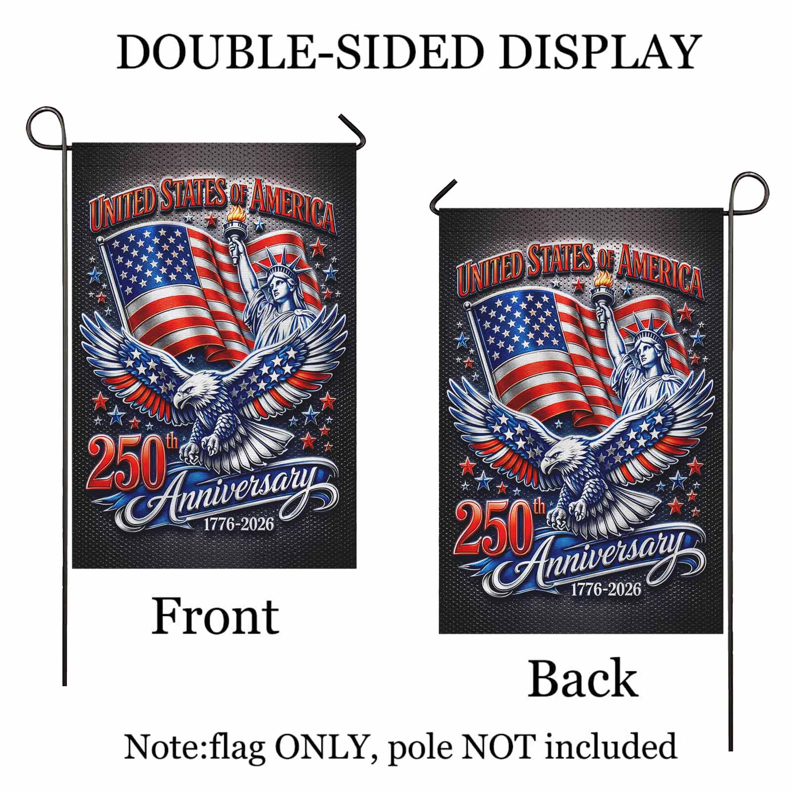 USA 250th Anniversary Patriotic Garden Flag Eagle Liberty American Flag