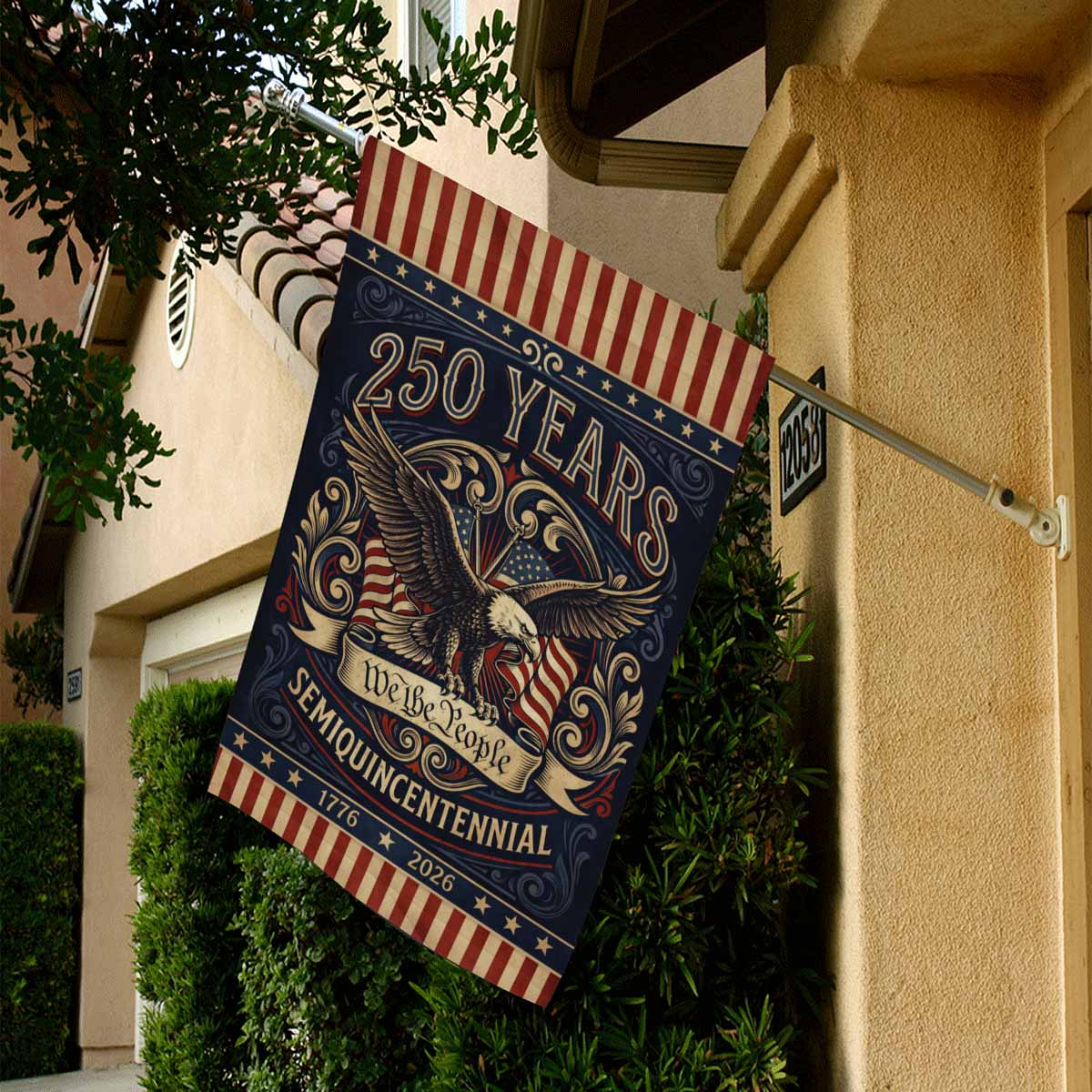 Patriotic Eagle USA 250 Years Independence House Flag