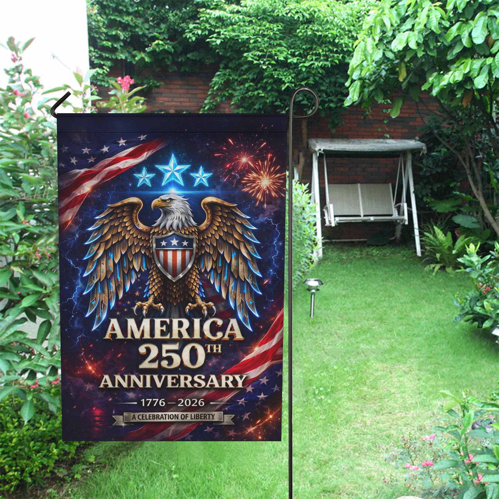 Patriotic Eagle Fireworks USA Independence Garden Flag Decor