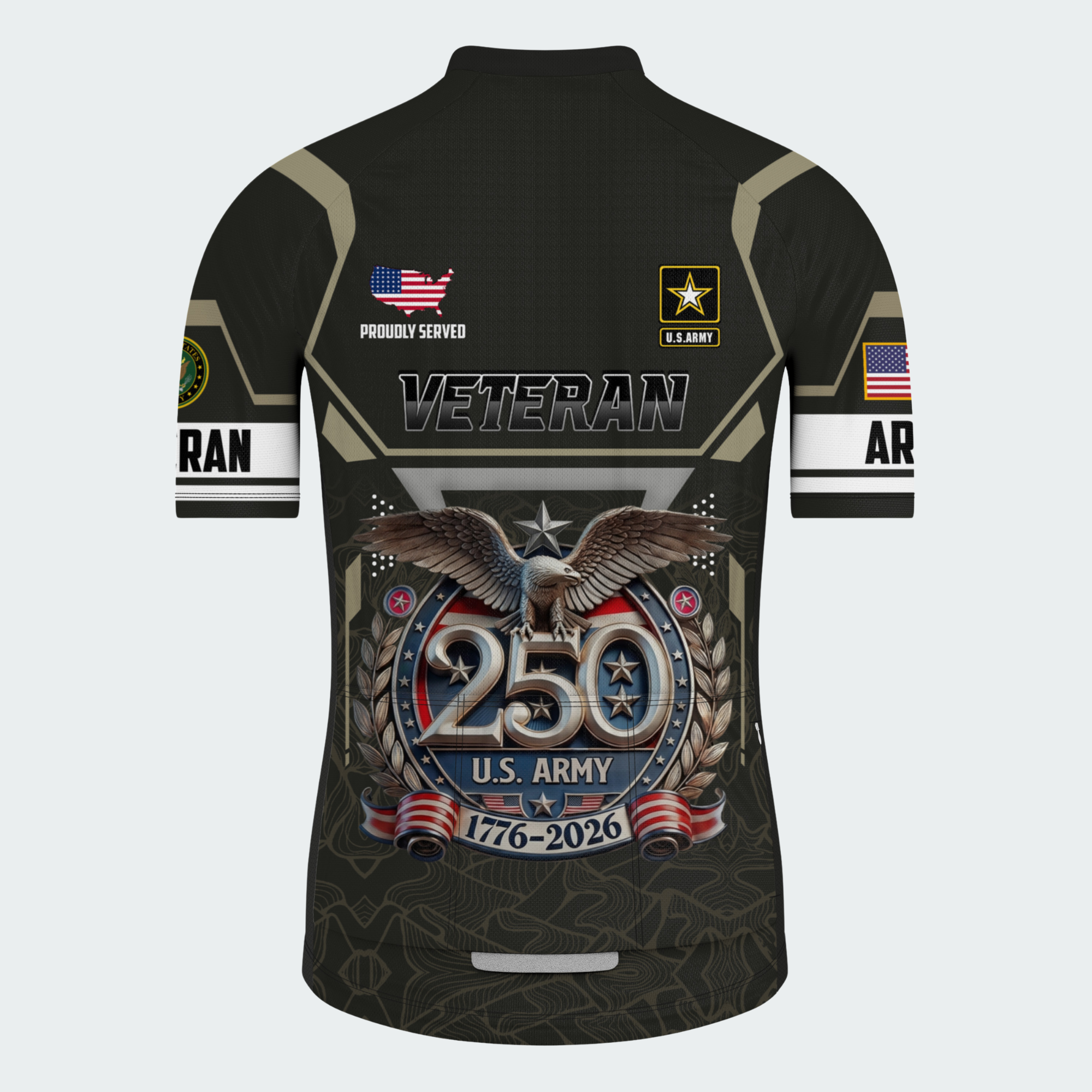 Men’s American Pride Proudly Served Veteran 250th Anniversary Regular Fit Custom Cycling Jersey