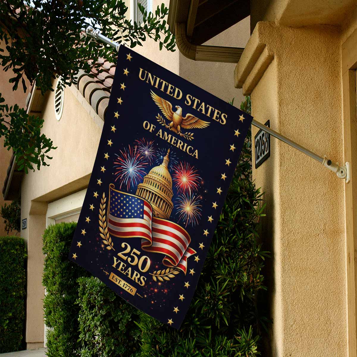 United States of America 250 Years House Flag – Patriotic Capitol Decor