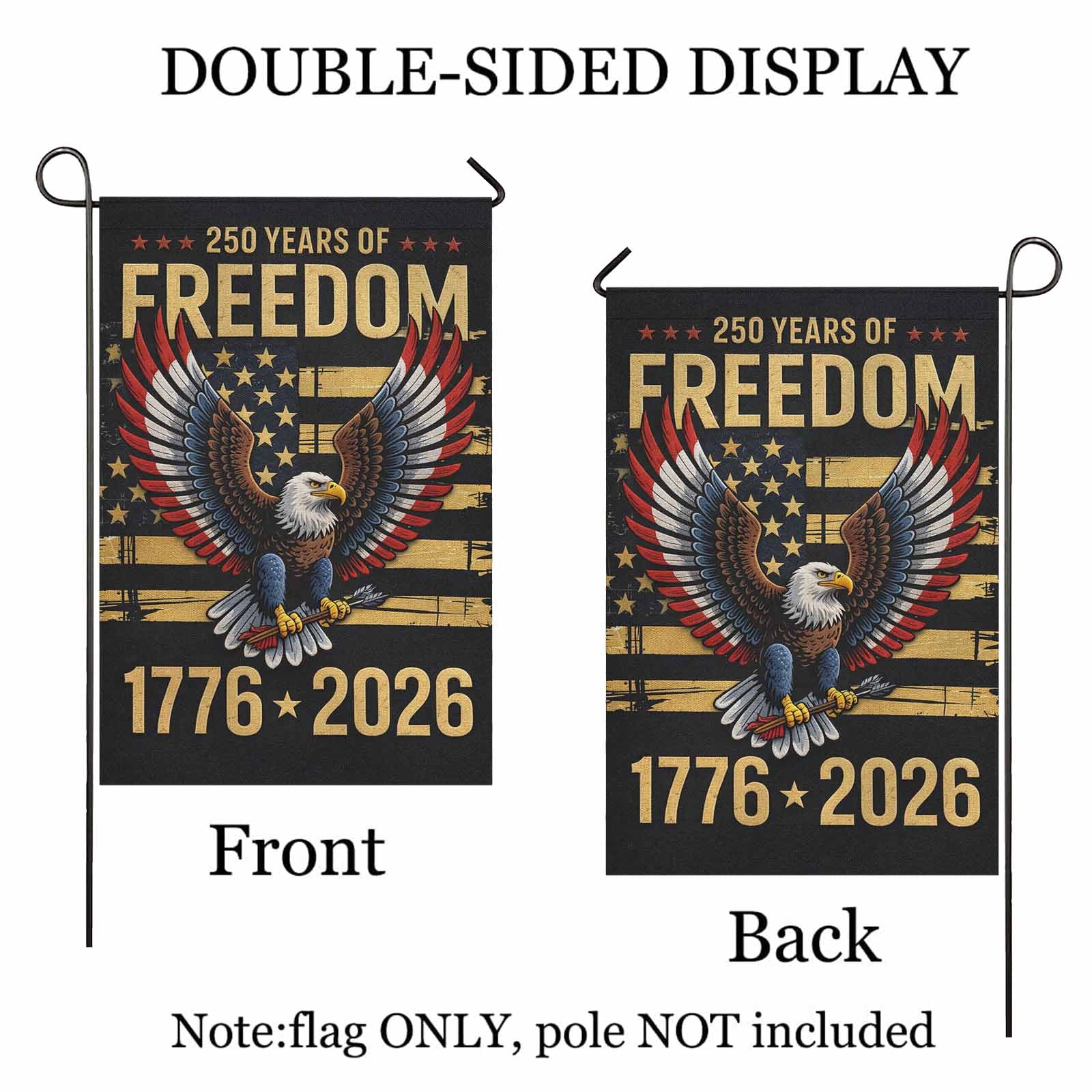 America 250 Patriotic Eagle Garden Flag 1776-2026 Freedom Decor