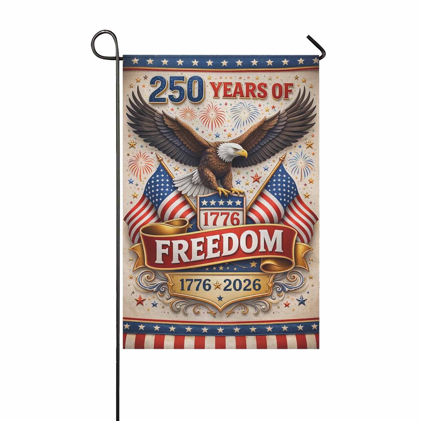 America 250 Patriotic Eagle Garden Flag 1776-2026 Freedom July 4 Decor