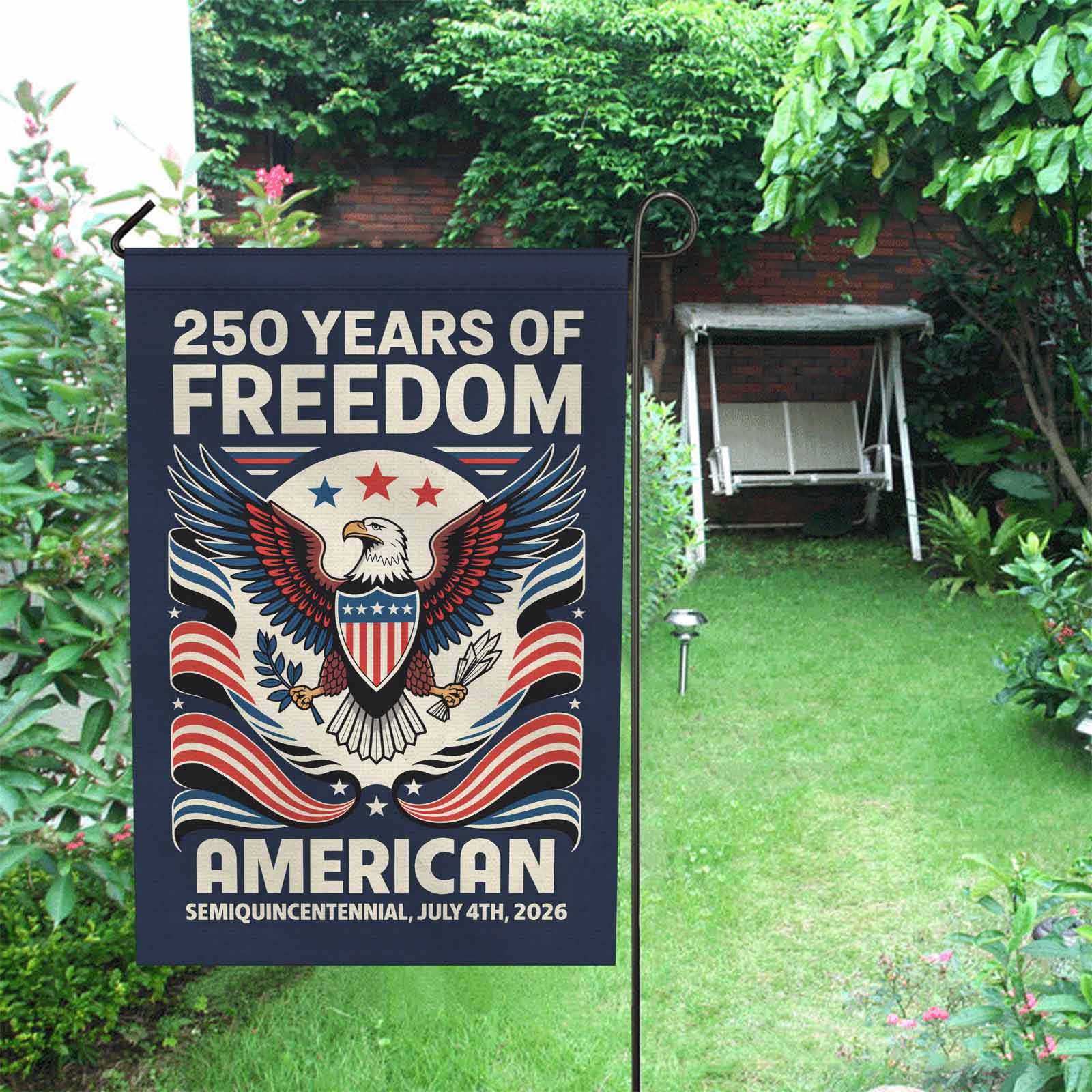 American 250 Years of Freedom Garden Flag July 4th 2026 Patriotic Decor