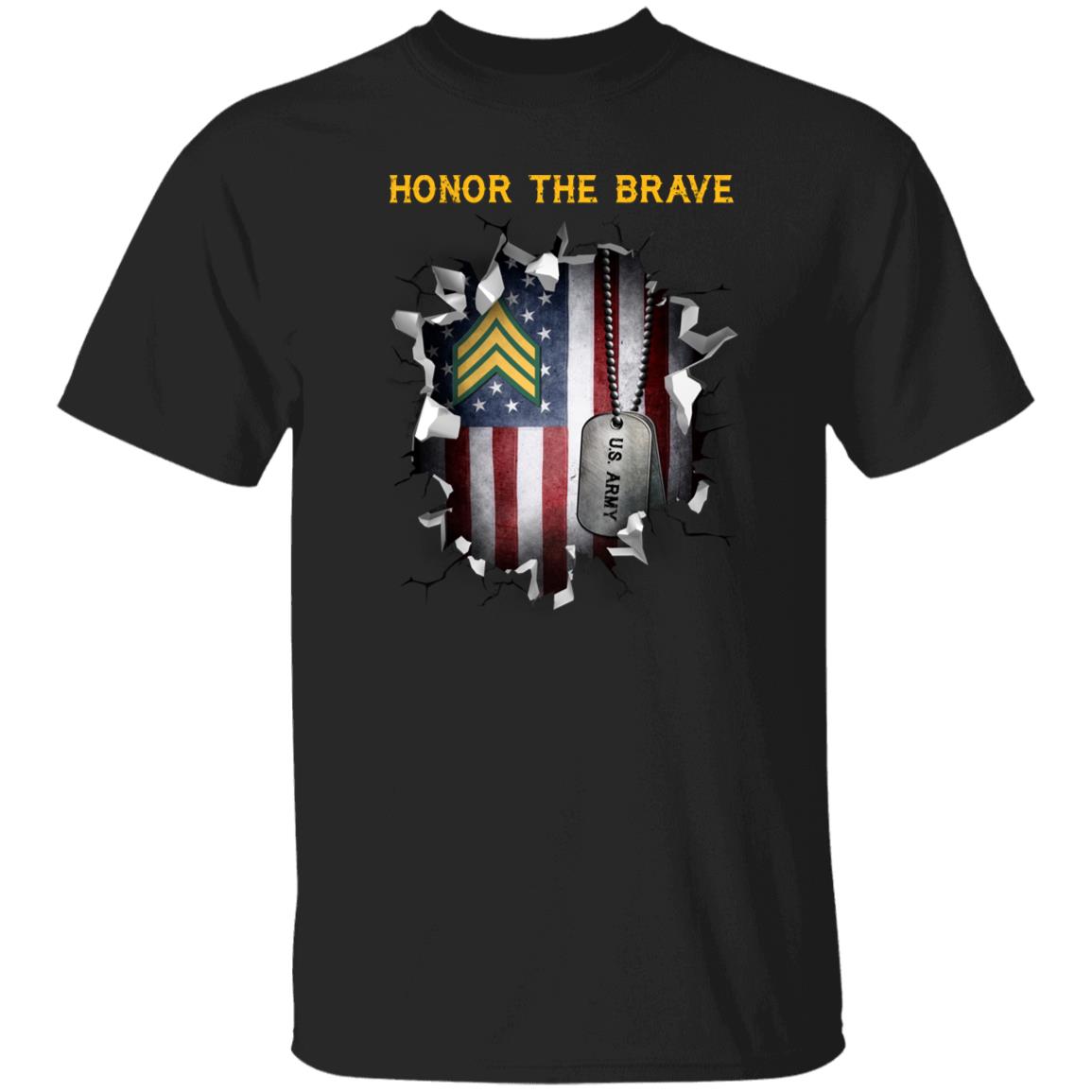 US Army E-5 Sergeant E5 SGT Noncommissioned Officer - Honor The Brave Front Shirt