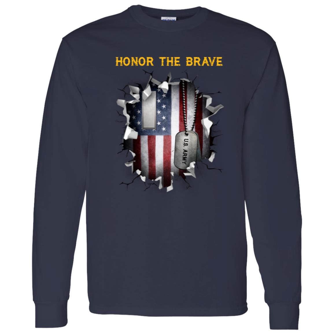 US Army O-2 First Lieutenant O2 1LT Commissioned Officer - Honor The Brave Front Shirt