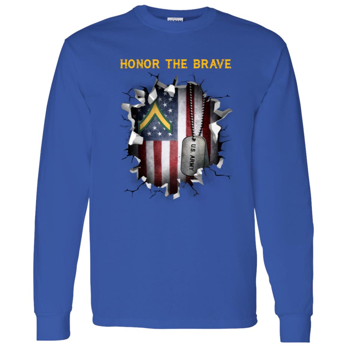 US Army E-2 PV2 E2 Private Second Class - Honor The Brave Front Shirt