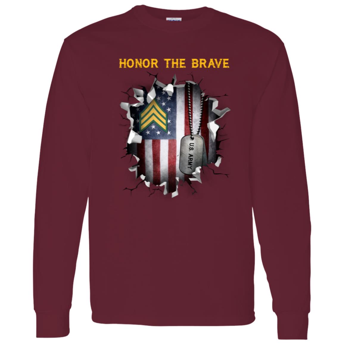US Army E-5 Sergeant E5 SGT Noncommissioned Officer - Honor The Brave Front Shirt