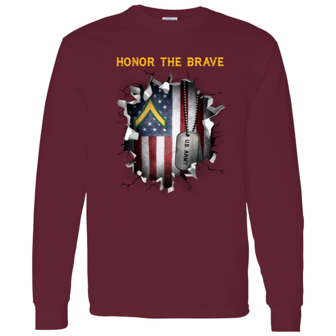 US Army E-2 PV2 E2 Private Second Class - Honor The Brave Front Shirt