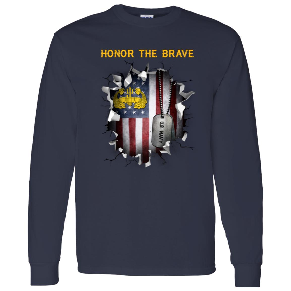 US Navy Deep Submergence Officer Badge - Honor The Brave Front Shirt